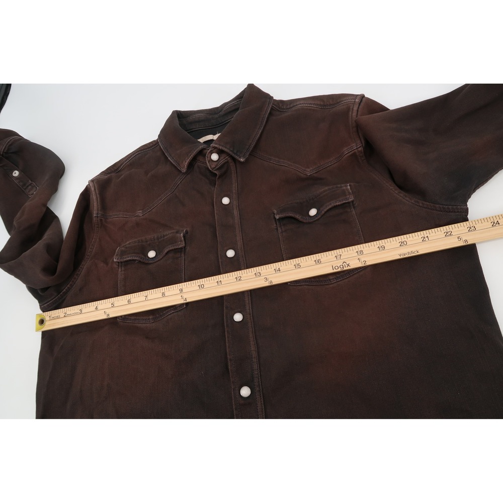 Teleria Zed Roper A Western Shirt Mens XL Distressed Brown Pearl Snap Italy - Picture 9 of 13